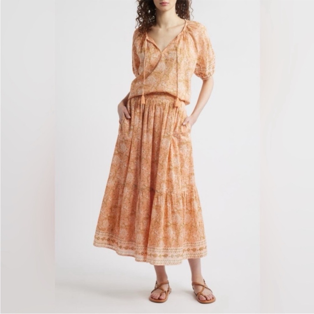NWT Cleobella Charlene floral multi print in Cecil blush ankle skirt Sz S cotton - Picture 4 of 11